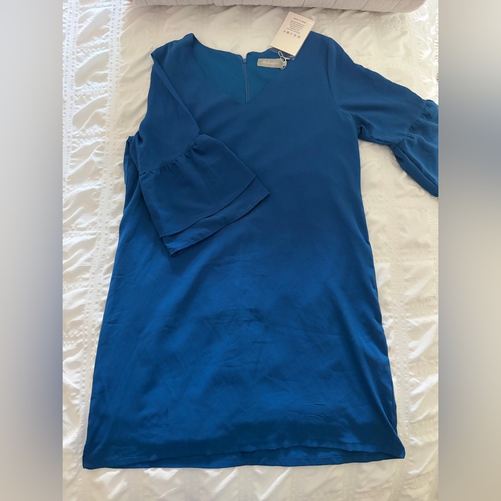 Royal Blue 3/4 Sleeve Shift Dress